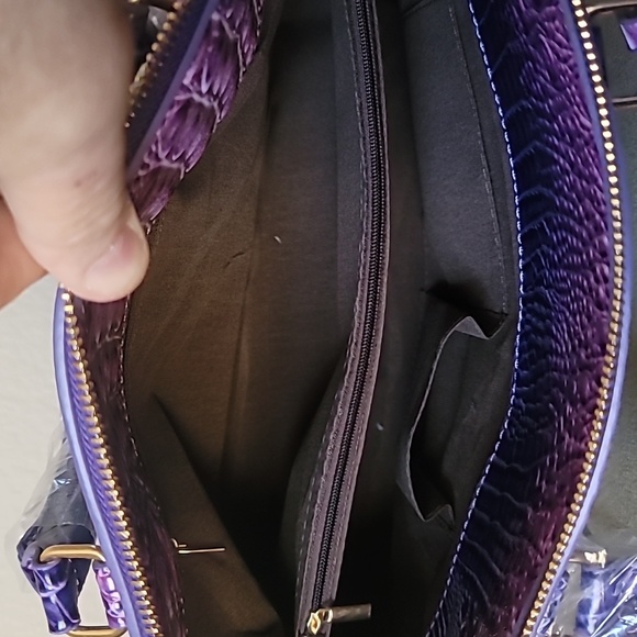 New! TRENDY Multi Purple Hombre Alligator Embossed Satctchel Handbag Purse. - Picture 8 of 9